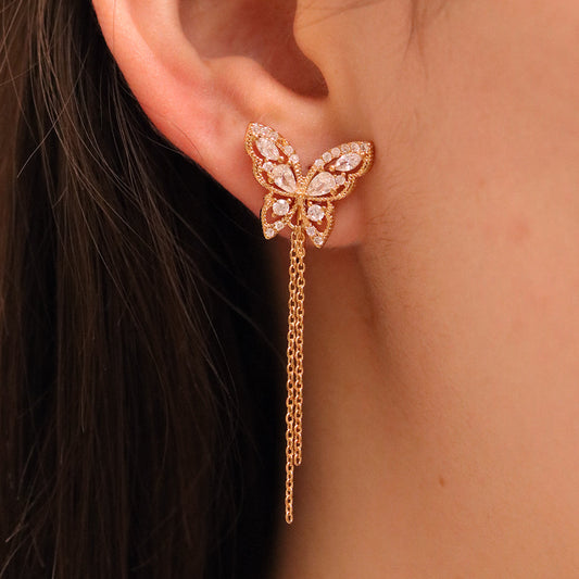 Butterfly Drop Clip On Earrings-1