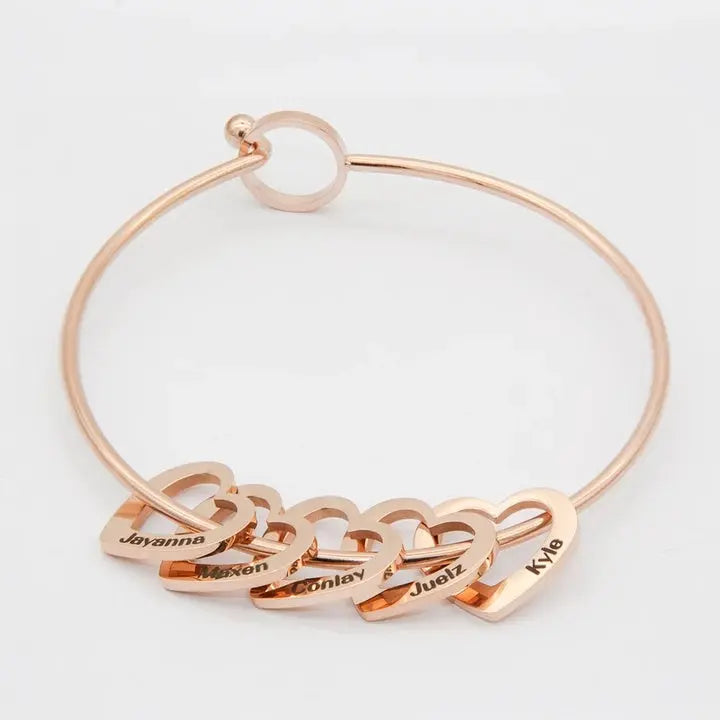 Love Bracelet Peach Heart Name Lettering Titanium Steel Bracelet-6