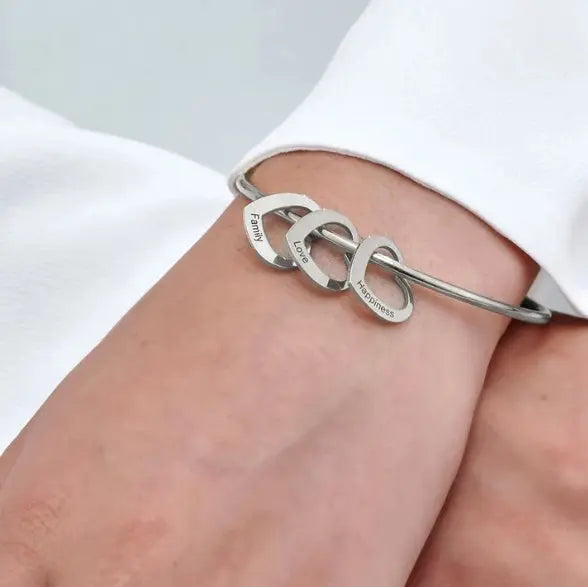 Love Bracelet Peach Heart Name Lettering Titanium Steel Bracelet-0